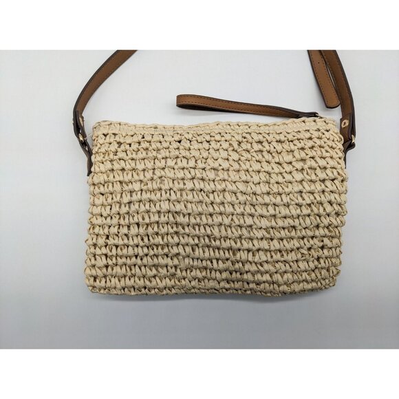 INC tropical straw tasseled LOW KEY beach women's crossbody wristlet -Natural - Picture 4 of 8